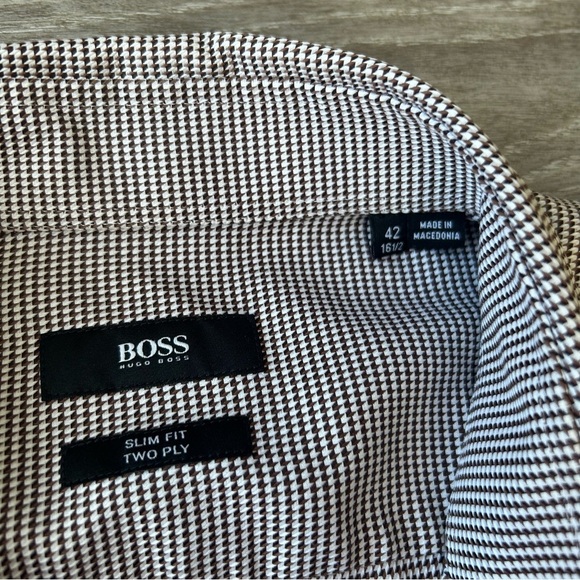 Hugo Boss Pure Cotton Jacquard Pattern Slim Fit Shirt - Picture 6 of 15